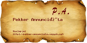 Pekker Annunciáta névjegykártya